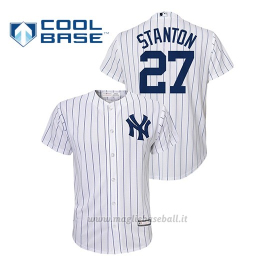 Maglia Baseball Bambino New York Yankees 27 Giancarlo Stanton Cool Base Majestic Primera Bianco